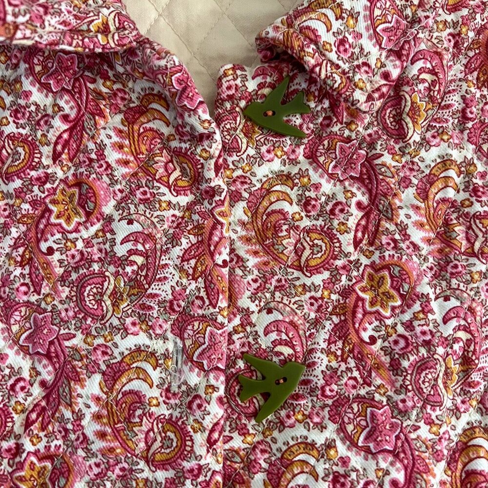 Vintage Laura Ashley Womens Sz Medium Pink Paisley Floral Quilted Coat Jacket - Picture 3 of 9